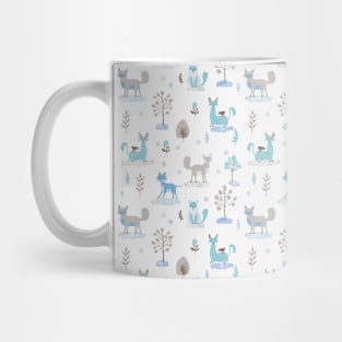 Winter land cute animals blue Mug